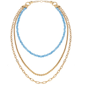 Collana Donna Acciaio Gold Pietra Giada Azzurra Kaleido Breil