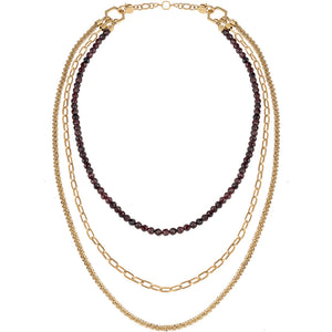 Collana Donna Acciaio Gold Pietra Granato Rosso Kaleido Breil