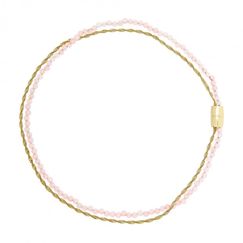 Collana Donna Acciaio Gold e Agata Rosa Magnetica System Breil