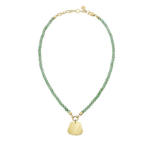 Collana Donna Acciaio Gold e Avventurina Verde Private Corde Breil