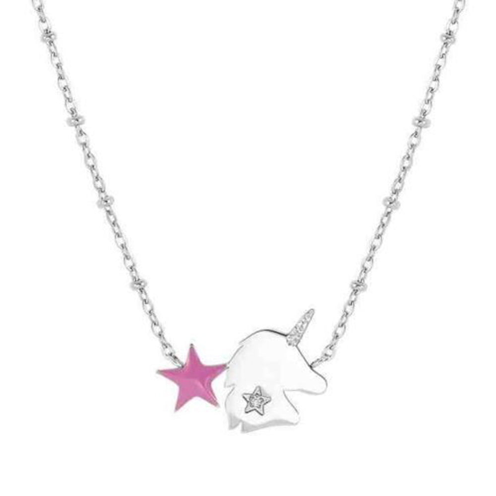 Collana Donna Acciaio Happyworld Unicorno Cubic Zirconia e Smalto Nomination