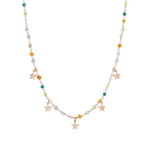 Collana Donna Acciaio Mon Amour ed Rainbow Stella Rose Pietre Mixed Nomination
