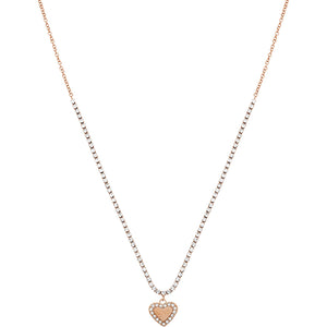 Collana Donna Acciaio Oro Rosa e Cristalli Brilliant Cuore Liu Jo Luxury