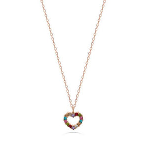 Collana Donna Acciaio Rose con Cuore Cristalli Multicolor Liu Jo Luxury