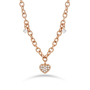 Collana Donna Acciaio Rose con Cuore e Cristalli Liu Jo Luxury