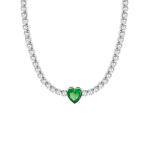 Collana Donna Acciaio con Cristalli e Cuore Verde Liu Jo Luxury