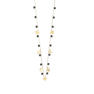 Collana Donna Argento Gold Lucciole Cristalli Neri Rebecca Gioielli