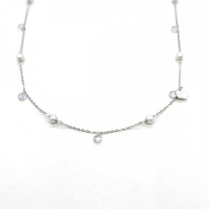 Collana Donna Argento Lucciole Perla Cristallo Rebecca Gioielli