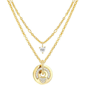Collana Donna Argento Oro Giallo e Cubic Zirconia Cuore Sentimental Nomination