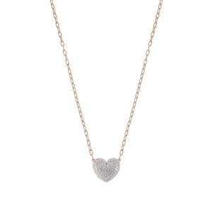 Collana Donna Argento Oro Rosa Easychic e Love Cuore Cubic Zirconia Bianchi Nomination
