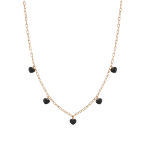 Collana Donna Argento Oro Rosa Easychic e Love Cuore Cubic Zirconia Neri Nomination