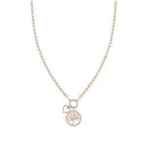 Collana Donna Argento Oro Rosa Zirconi Vita Albero della Vita Nomination