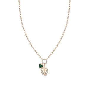 Collana Donna Argento Oro Rosa Zirconi Vita Foglia Nomination