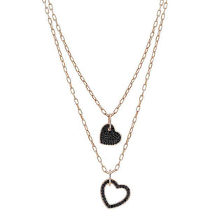 Collana Donna Argento Rose Emozioni Cuore con Cristalli Neri Nomination