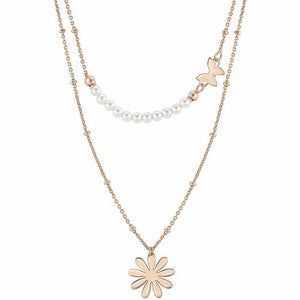 Collana Donna Argento Rose Melodie Perle Fiore Nomination