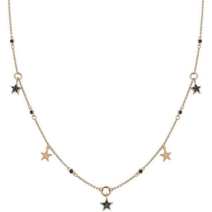 Collana Donna Argento Rose Nightdream Stelle con Pietre Nere Nomination