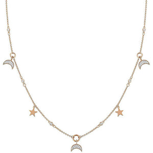 Collana Donna Argento Rose Nightdream Stelle e Luna con Pietre Bianche Nomination