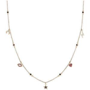 Collana Donna Argento Rose SweetRock con Charm e Pietre Nomination