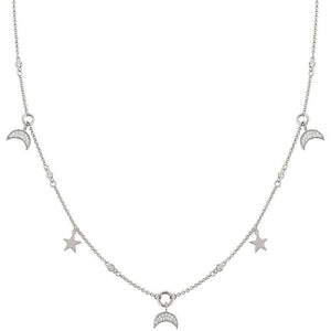 Collana Donna Argento Silver Nightdream Stelle e Luna con Pietre Bianche Nomination