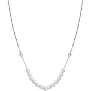 Collana Donna Argento con Zirconi e Perle Bianche Nomination  