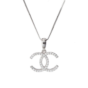 Collana Donna Oro Bianco con Zirconi   