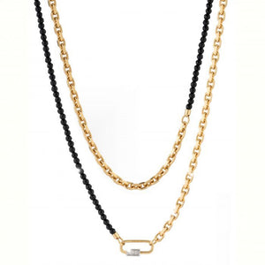 Collana Donna Palermo a Catena Piccola e Filo di Pietre di Giada Nera Rebecca Gioielli