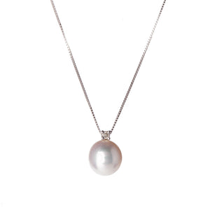 Collana con Perla Acqua Dolce e Diamante Oro Bianco Genesia  