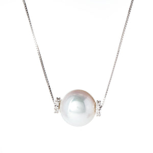 Collana Donna Perle Acqua Dolce con Diamanti Oro Bianco Genesia  