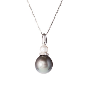 Collana Donna Perle Acqua Dolce con Diamanti Oro Bianco Genesia   