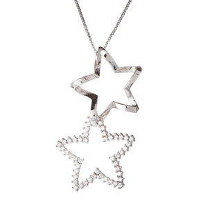 Collana Donna Stella in Oro Bianco con Zirconi  