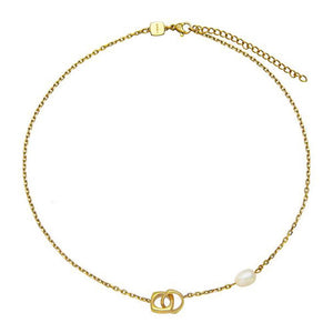 Collana Donna Tetra Acciaio Gold con Perla Breil