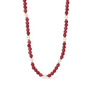 Collana Donna con Perle Coltivate e Corallo in Argento Rosato Mabina Gioielli