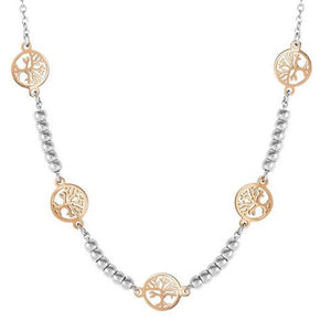 Collana Donna in Acciaio Rose Albero Della Vita Motifs Nomination