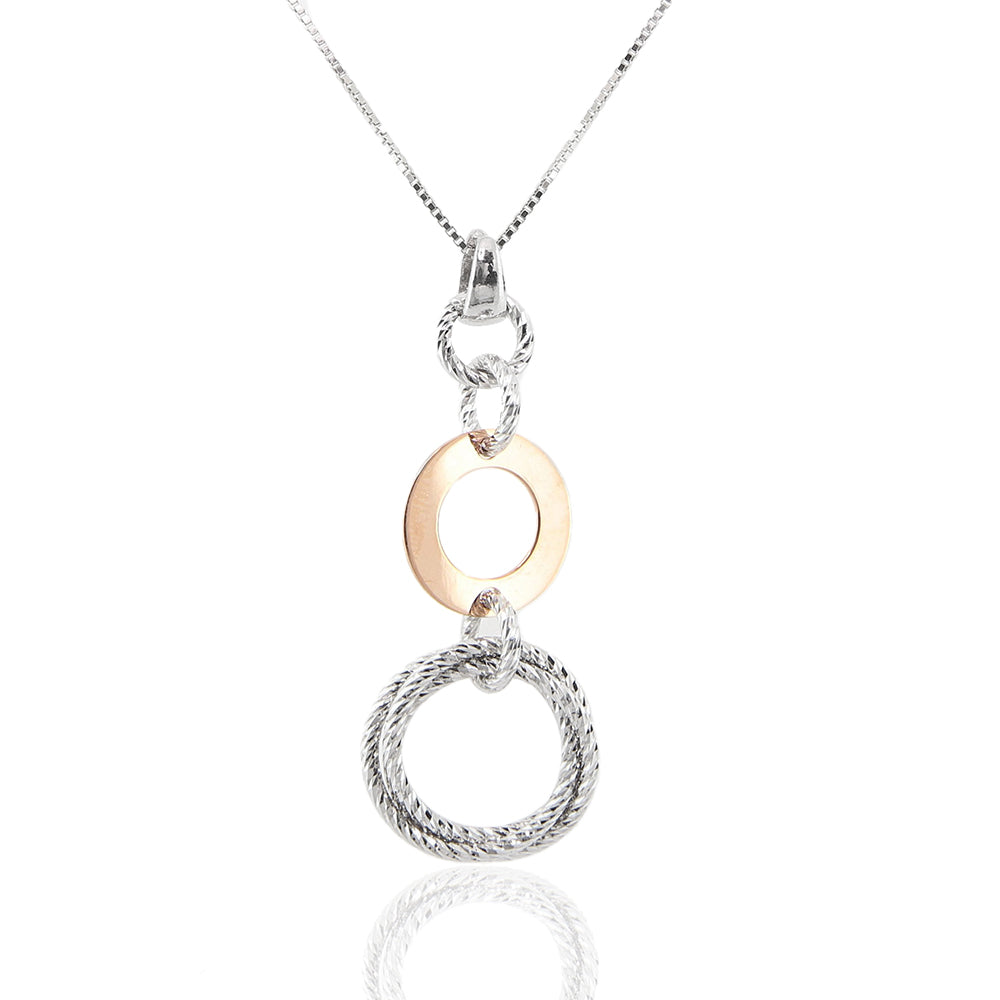Collana Donna in Argento 2 Colori Rodiato e Rosa Fraboso