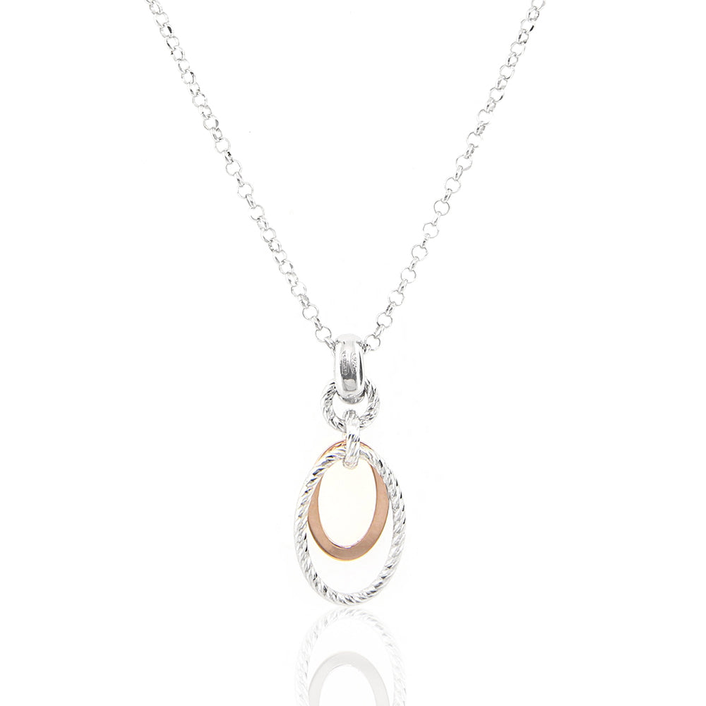 Collana Donna in Argento 2 Colori Rodiato e Rosa Fraboso