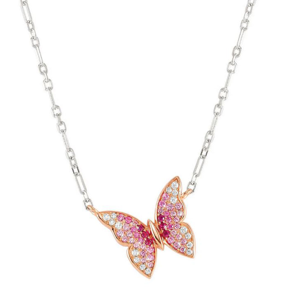 FJ Collana In Argento 925 Con Ciondolo Croce E Farfalla – Pietre Portafortuna Per Donna