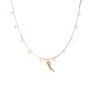 Collana Donna in Argento Gold con Pietre Bianche Cornetto Lucciole Rebecca Gioielli