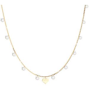 Collana Donna in Argento Gold con Pietre Bianche Cuore Lucciole Rebecca Gioielli