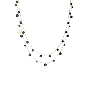 Collana Donna in Argento Gold con Pietre Nere Doppio Giro Lucciole Rebecca Gioielli