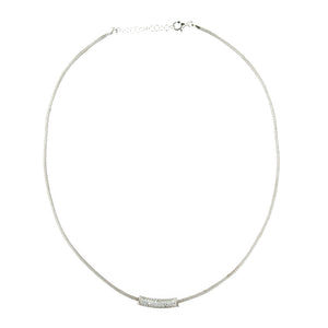 Collana Donna in Argento Maglia Calza con Pavè Centrale Fraboso