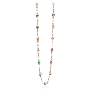 Collana Donna in Argento Rose Punti Luce in Zirconi Multicolor Mabina Gioielli