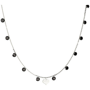 Collana Donna in Argento con Pietre Nere Cuore Lucciole Rebecca Gioielli