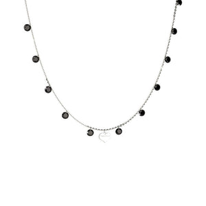 Collana Donna in Argento con Pietre Nere Cuore Lucciole Rebecca Gioielli