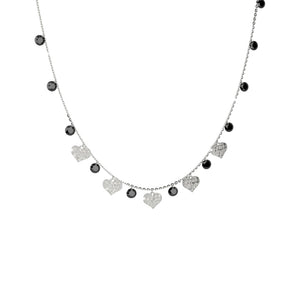 Collana Donna in Argento con Pietre Nere Cuore Lucciole Rebecca Gioielli