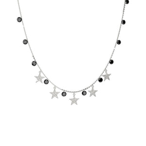 Collana Donna in Argento con Pietre Nere Stelle Lucciole Rebecca Gioielli