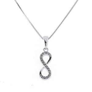 Collana Donna in Oro Bianco Maglia Veneziana con Infinito e Zirconi