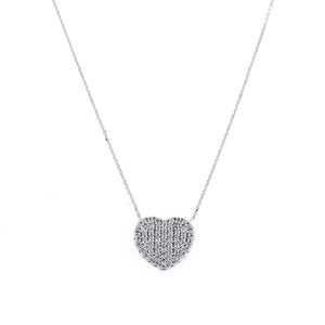 Collana Donna in Oro Bianco con Cuore e Zirconi