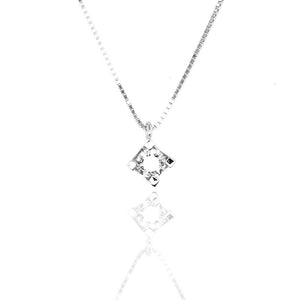 Collana Punto Luce Castone Quadrato Oro Bianco con Diamanti