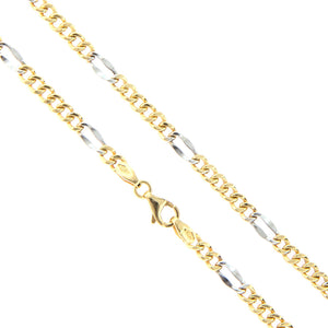 Collana Unisex 6+1 in Oro Giallo e Bianco Maglia Vuota