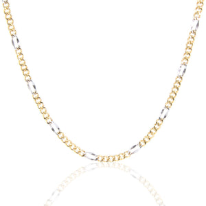 Collana Unisex 6+1 in Oro Giallo e Bianco Maglia Vuota